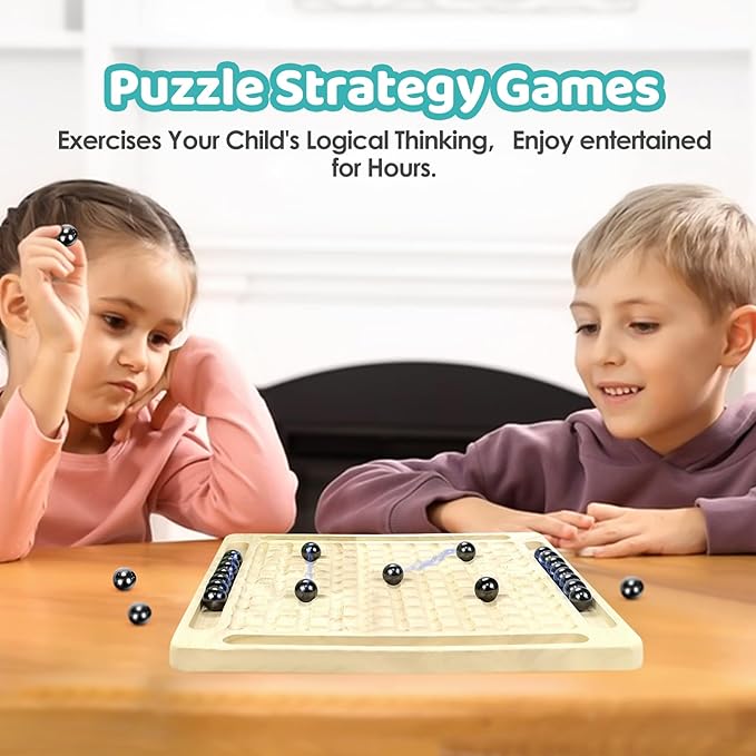 Magnetic Game with 32pcs Magnetic Chess Pieces, Portable Travel Board Game for Kids & Adults, Family Strategy Game for 2-4 Players