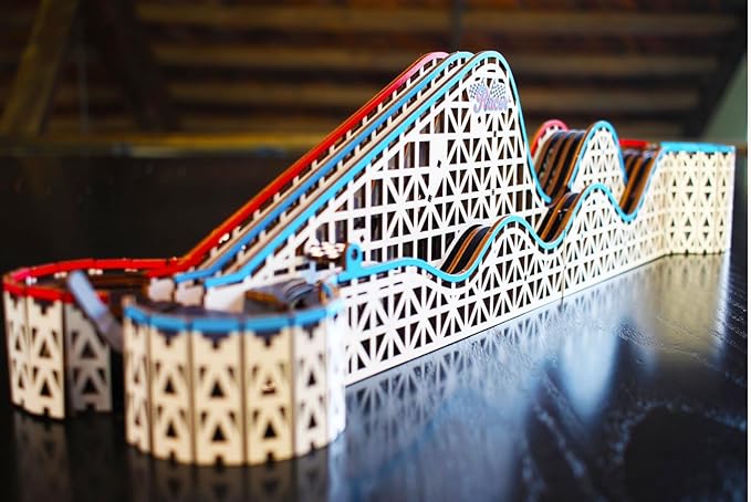 Coasterdynamix 3-D Snap-Together Marble Rollercoaster Wooden Model Kit - Marble Rolling Building Puzzle Kit for Adults and Kids, Toy Puzzles and Mini Craft Decor Models for Jigsaw Assembly Projects