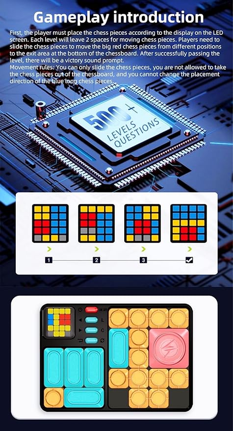 Super Sliding Puzzle Maze Building Block Game Console Kid's Game Logical Thinking Parent-Child Interactive Escape Game Electronic Toys Birthday for Children/Friends/Students