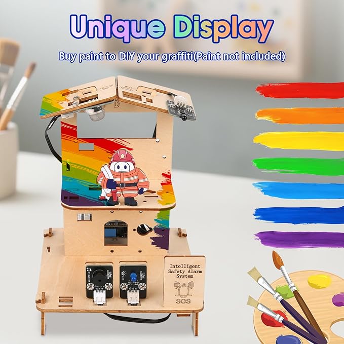 5-in-1 ESP32 STEM Kits for Kids Age 8-12, Wooden 3D Puzzle Toys Smart Home School Educational Science Building Kit for Students, Engineering Model Kits Birthday Gift Craft for Teen Boys Girls