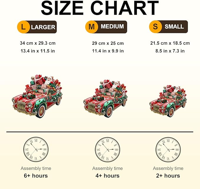 WOODBESTS Wooden Puzzles for Adults (200 Piece, L, 13.4 * 11.5in) Christmas Car Wood Puzzle Adult, Unique Wooden Animal Jigsaw Puzzles, Family Game and Birthday Gifts for Friend