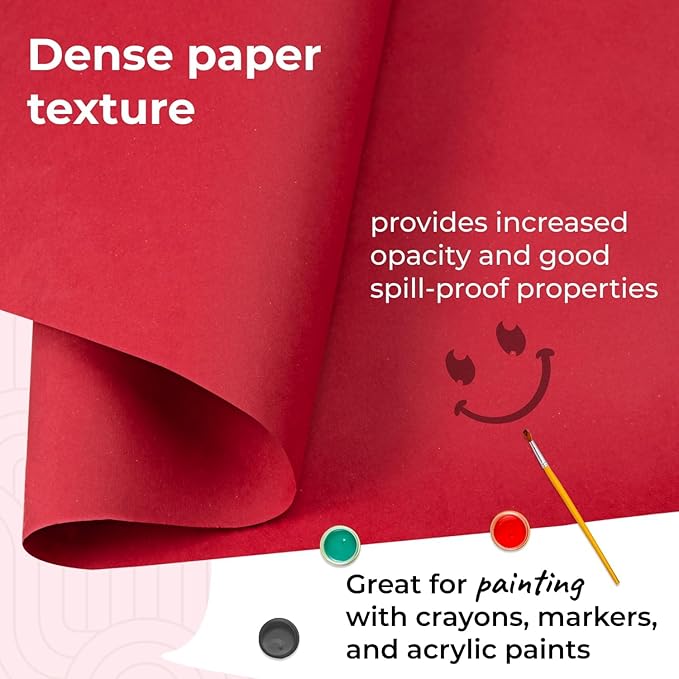 Red Kraft Paper Roll 36" x 2160" (180 feet), Pack of 6 - Craft Paper Roll 45 lb Thickness - Red Paper for Gift Wrapping&Moving - Rolls of Paper for School - Art Paper Roll for Kids by IDL Packaging