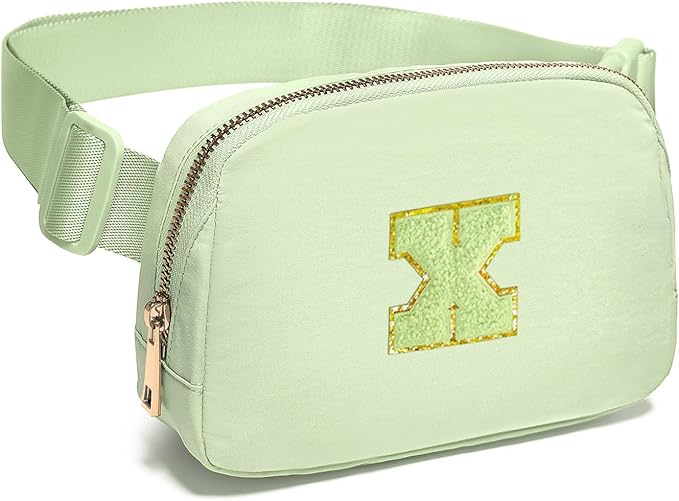 Gitus Gifts for 8 9 10 11 12 Year Old Girls Belt Bag Fanny Pack Crossbody Bags with Initial Letter Patch Cute Stuff Birthday Gifts for Teen Girls Women Personalized Trend Stuff (Light Green-X)