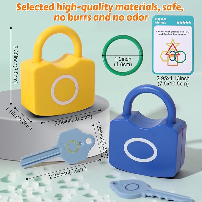 Montessori Learning Lock Toys, Color and Shape Classification Matching Games, Gifts for Boys and Girls Over 3 Years Old
