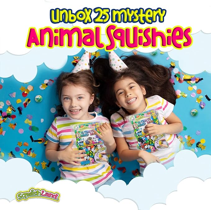 Ultimate Mixed Bag 25ct – Mini Squishy Kids Toys with 25 Mystery Animal Squishies Capsules, Desk Toys & Toppers for Pencil Erasers, Ideal Fidget Party Favors for Kids & Birthday Bulk Gifts