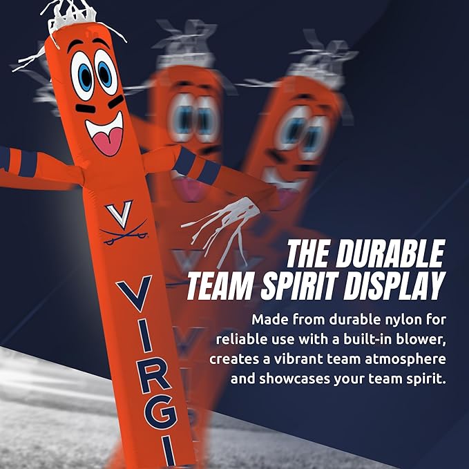 NCAA Virginia Cavs Football Wacky Waving Inflatable Tube Guy with LED Lights & Built-in Blower - 6" x 36" x 96" Inflatable Tube Man Crazy Sports Fan Outdoor Party Decoration