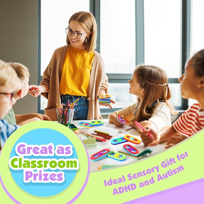 Sensory Marble Fidget for Kids Classroom- 18 Pack Gel Squeeze Stress Anxiety Autistic ADHD, Quiet Fidget Classroom Treasure Box Prize, Adult Special Needs Worry Stones, Bulk Gifts Stocking Stuffers