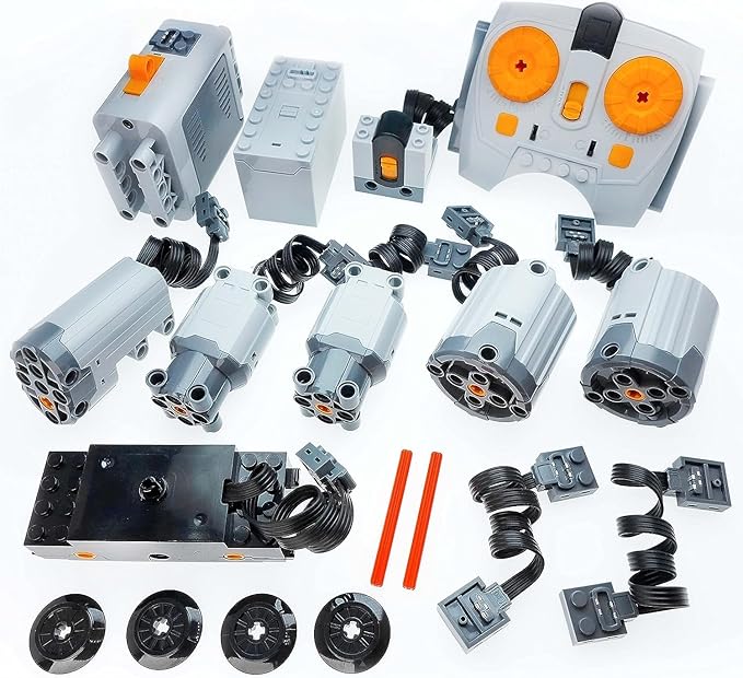 18pcs Power-Function-Motor-Set Compatible with Technic-Parts. Including Train-Motor Servo-Motor XL-Motor-L-Motor Speed-Control Remote Controller for MOC EV3.