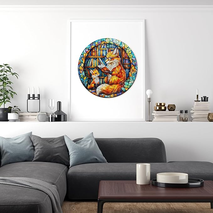 Wooden Puzzles for Adults, Mother Fox Storytime Wood Puzzles Adult, Wooden Jigsaw Puzzles for Adults Kids, Creative Birthday Gifts for Friends Family Game(11.4 * 11.4in 200pcs)