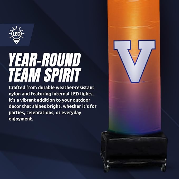 NCAA Virginia Cavs Football Wacky Waving Inflatable Tube Guy with LED Lights & Built-in Blower - 6" x 36" x 96" Inflatable Tube Man Crazy Sports Fan Outdoor Party Decoration