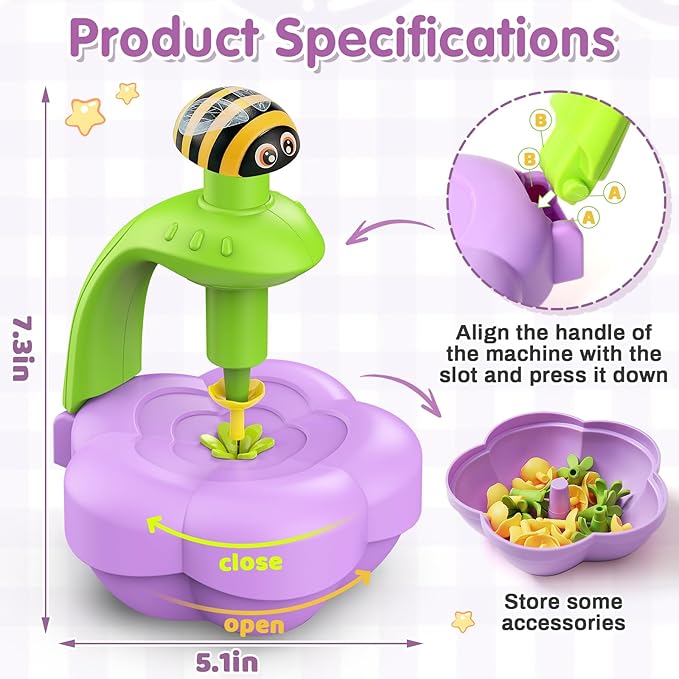 Fabric Flower Bouquets Toys with Music and Light, DIY Arts and Crafts Kit Toys for Kids Ages 4-8, Preschool Educational Activity Toy, Toddler Girls Christmas Birthday gifts for 4 5 6 7 8 Year Old Girl