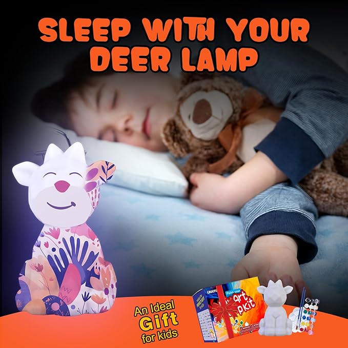 Paint Your Own Deer Lamp Kit,Art Supplies Arts and Crafts for Kids Ages 8-12,Girls 8-12,Night Light Kids Crafts Ages 4-8,Birthda Gift (Deer)