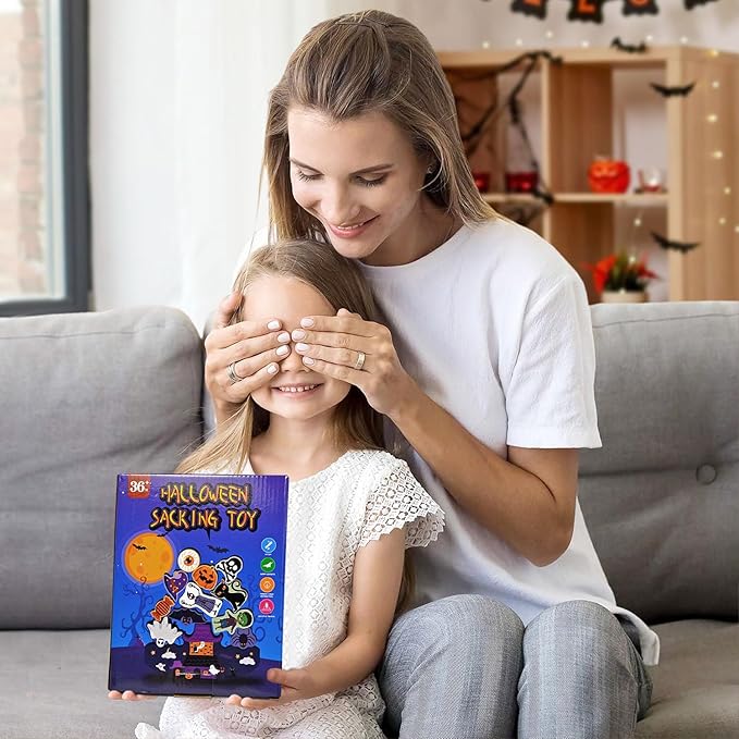 Vileafy Halloween Wooden Toys Figures Set for Kids Ages 3-5 – 12PCS Montessori Balance Stacking Toys for Toddlers 3 4 5 6 with Ghost, Witch, Pumpkin, Decorations & Fine Motor Toys