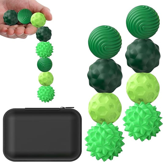 BUSOHA Silicone Magnetic Fidget Balls - 8 Pack Silicone Stress Relief Balls Stone for Adults Sensory Travel Toys for Calming,Stress,Autism and ADHD,Gifts for Kids Girls Boys,Green