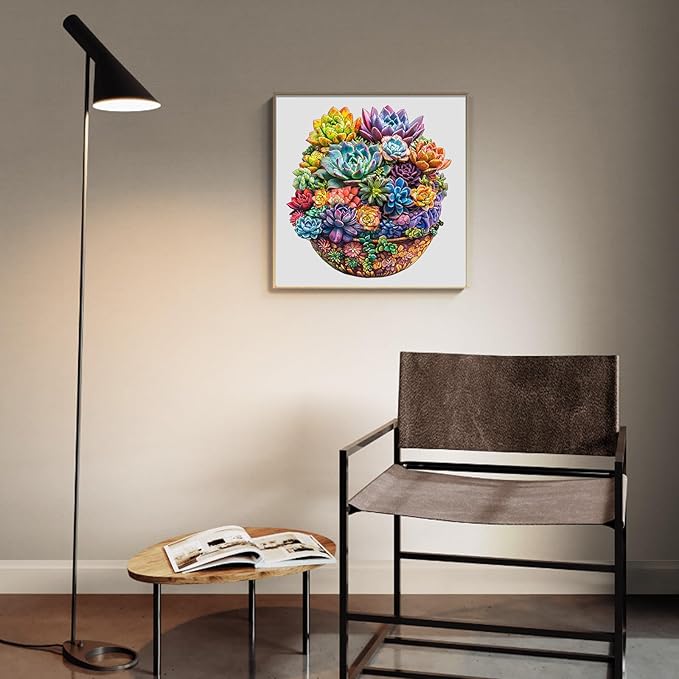 Wooden Puzzles for Adults, Succulent Wooden Jigsaw Puzzles, 280 Piece Puzzles for Adults, Unique Irregular Wood Plant Puzzles, Creative Gifts for Birthday Christmas Halloween Puzzle