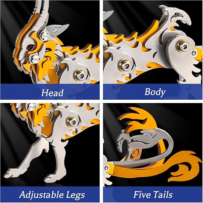 3D Metal Puzzles for Adults, Metal Model Kits for Adults, Zheng Mechanical 3D Puzzle Stainless Steel Ornaments for Men Women Art Craft Gifts Toys(Orange).