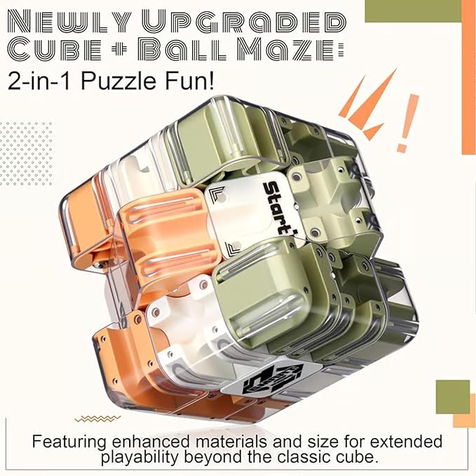 Large Labyrinth 3D Puzzle Maze Cube Engaging Brain Teaser Toy High Difficulty Puzzle Maze Ball for Stress Relief & Logic Development IQ Mind Challenge Puzzles Box Educational Focus Game(2PCS)