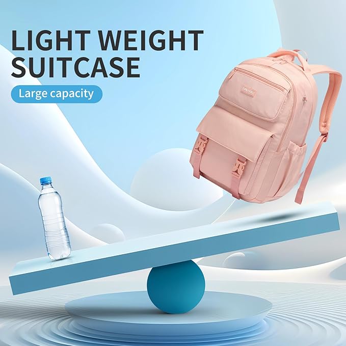 SUN EIGHT 35L Large Capacity School Backpack for Teen Girls Lightweight Bookbags Elementary Middle School Laptop Bags Women Travel Daypacks(Pink)