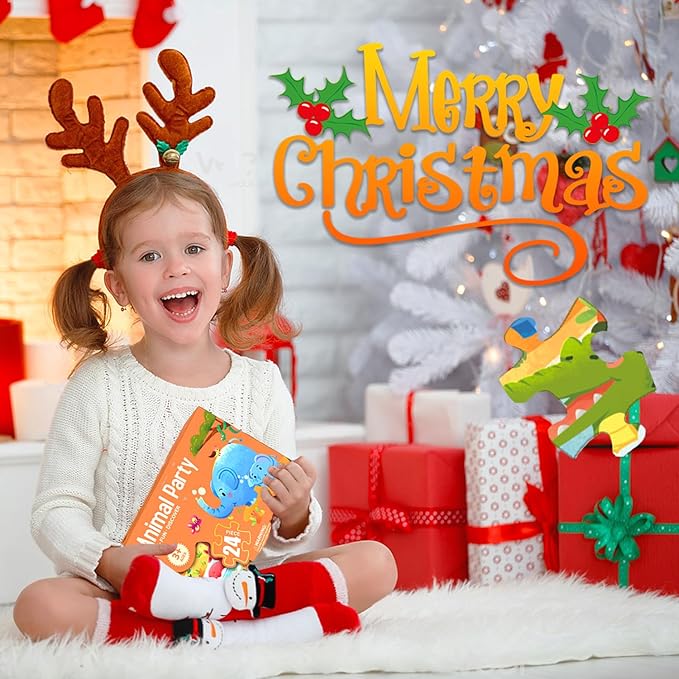 Jumbo Floor Puzzle for Kids, Large Jigsaw Puzzles 24 Piece for Kids Ages 3-5,Preschool Learning & Education Toys, Gifts for 4-8 Year Old Boys and Girls (Jungle Animals)