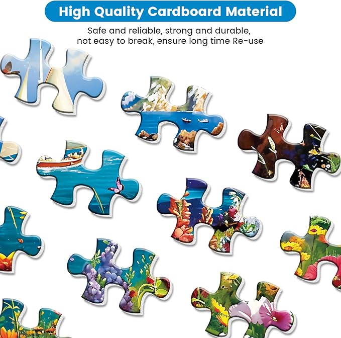 300 Pieces Puzzles for Adults–Colorful Garden By The Ocean Puzzle for Adults Children Elderly–Recycled Paper Puzzle 300 Pieces–Glossy, Sturdy Pieces Challenging Family Game Great Gift Idea (20.5x15in)