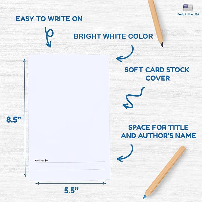 Hygloss 48 Pcs Blank Storybooks for Kids - Bulk Small Notebooks Journals White Soft Cover Notebooks - 5.5x8.5-24 Half-Lined Pages - Blank Books for Kids to Write Stories & Illustrate