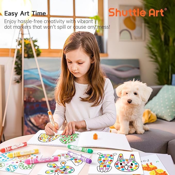 Shuttle Art Dot Markers, 30 Colors Washable for Toddlers with Free Activity Book, Bingo Daubers Supplies for Kids Preschool Children, Non Toxic Water-Based Dot Art Markers