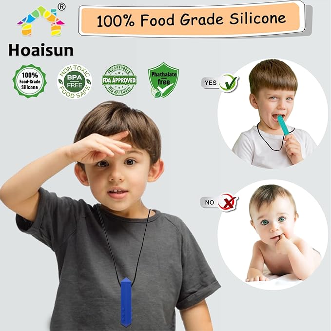 Chewy Necklace Sensory Boys and Girls, 8 Pack Sensory Chew Necklaces for Kids with Autism, ADHD, SPD, Anxiety, Teething, Silicone Oral Motor Therapy Tools Reduce Adults Chewing, Biting