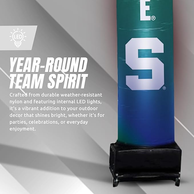 NCAA Michigan State Spartans Football Wacky Waving Inflatable Tube Guy with LED Lights & Built-in Blower - 6" x 36" x 96" Inflatable Tube Man Crazy Sports Fan Outdoor Party Decoration