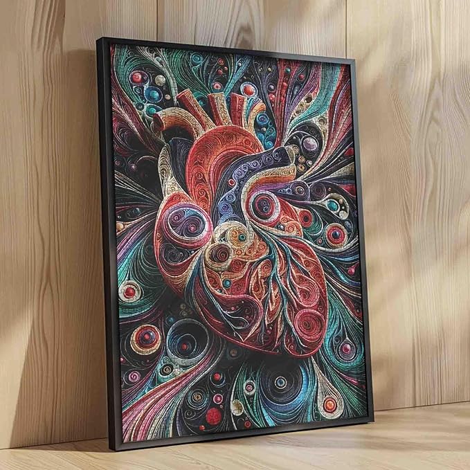 Human Anatomy 1000 Piece Jigsaw Puzzles for Adult Graffitic Men Heart Painting Jigsaw Puzzle Anatomical Body Oragn 1000 Pieces Puzzles Game Wall Decor DIY Craft Mental Health Puzzle Art Gift(Red)