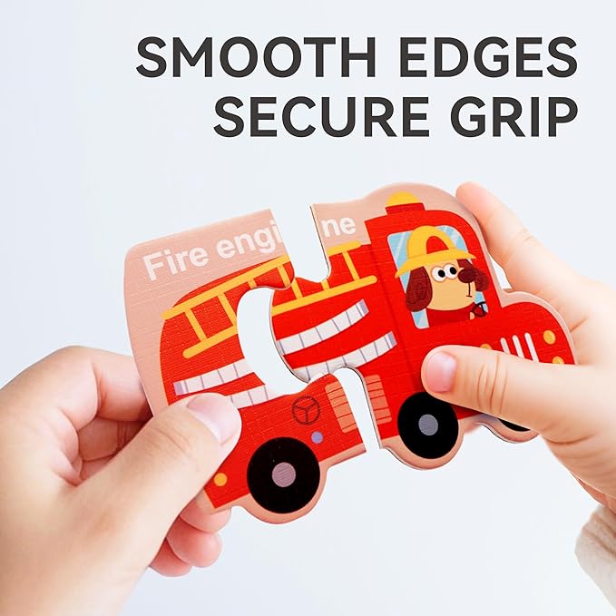 Dotimo 30 PCS Vehicle Pairing Magnetic Puzzle - Truck Fridge, Magnets Kids, Fridge Magnets for Toddlers 1-3