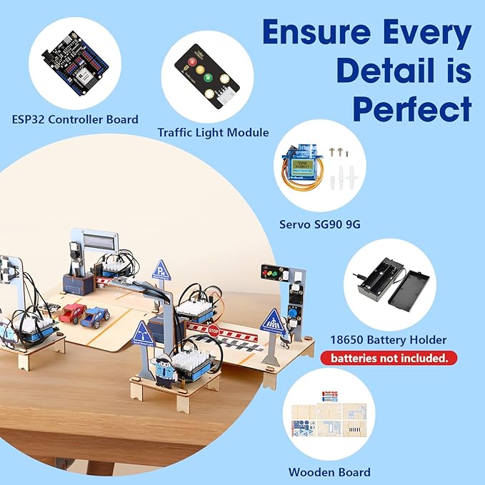 IoT STEM Kit for Kids,Smart Factory Starter Kit for Arduino ESP32,3D Wooden Puzzles DIY Model Science Educational Set Building Toys for Adults Teens 10+