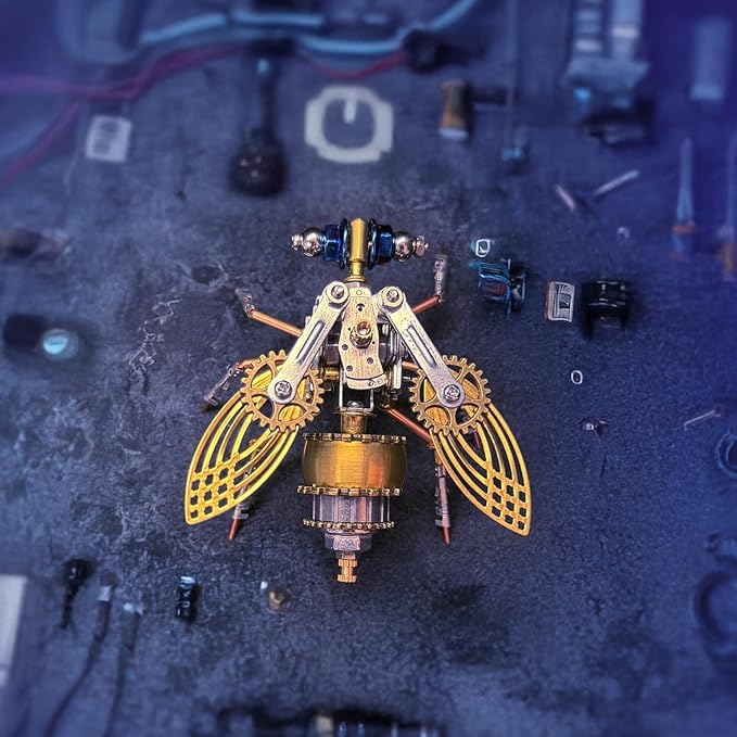 Steampunk Metal Insect Bug Mechanical Steampunk Sculpture Steampunk Mechanical Insect Clockwork 3D Steampunk Metal Puzzle Kits for Adults (Mechanical Fruit Fly)
