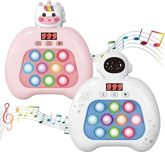 Fast Push Pop Fidget Toys for Kids, Handheld Puzzle Game with LED Screen & Multiplayer Mode, Sensory Toys for 3-12 Year Old Girls Boys, Fun Battle Gifts for Friends(Whtie)