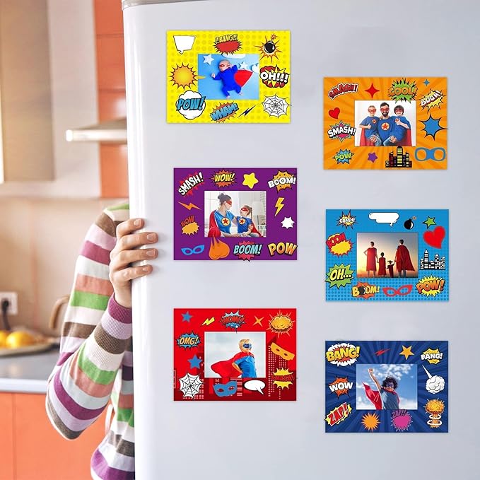 30 Pack Super Theme Hero DIY Picture Frame Craft Kit for Kids Fashion Hero DIY Photograph Craft Hero Children Stickers for Hero Art Craft Home Classroom Game Activities