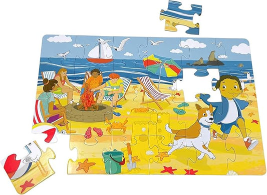 Low Tide at Ocean Beach - 24 Piece Beginner Puzzle, Ages 3 and up (Multicultural)