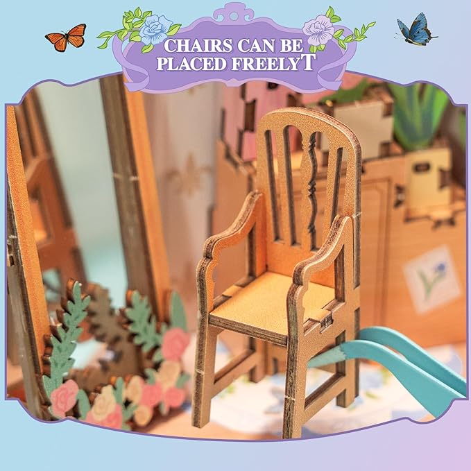 MOMIBOOK Book Nook Kit, 440 PCS DIY Miniature Dollhouse Kit for Adults, 3D Wooden Mini Puzzle Booknook Bookend Bookshelf Decor, Tiny House Model, Christmas Birthday Gifts, Fragrance Florist