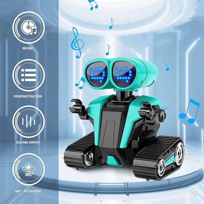 Robot Toys for Boys Girls with Auto-Demonstration Robots for Kids Remote Control Rechargeable Emo Robot with LED Eyes Age 3 Years and Up Green