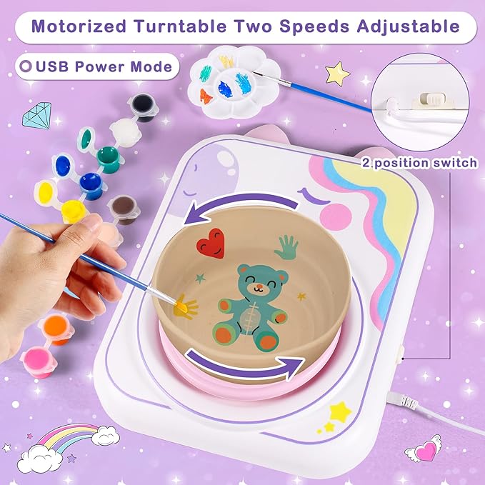 Pottery Wheel for Kids,Art Supplies Arts & Crafts Kit, Crafts Toys for Girls 8-12, Pottery Studio Craft Kit with 4 Pack Air-Dry Clay,Girls Toys Birthday Christmas Gift for Kids Ages 6 7 8 9 10 11 12+