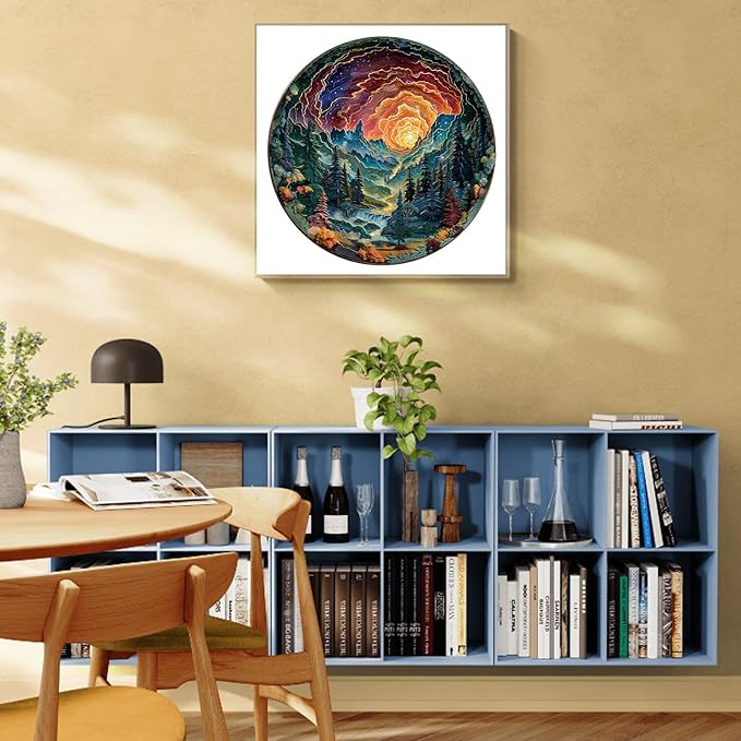 Jigfoxy Wooden Puzzles for Adults, Visual 3D Cave Sky Wood Puzzles Adult, Unique Animal Shape Wooden Jigsaw Puzzles for Adults, Birthday Gifts for Puzzle Lovers, Family (L-13.4 * 13.4in-300pcs)