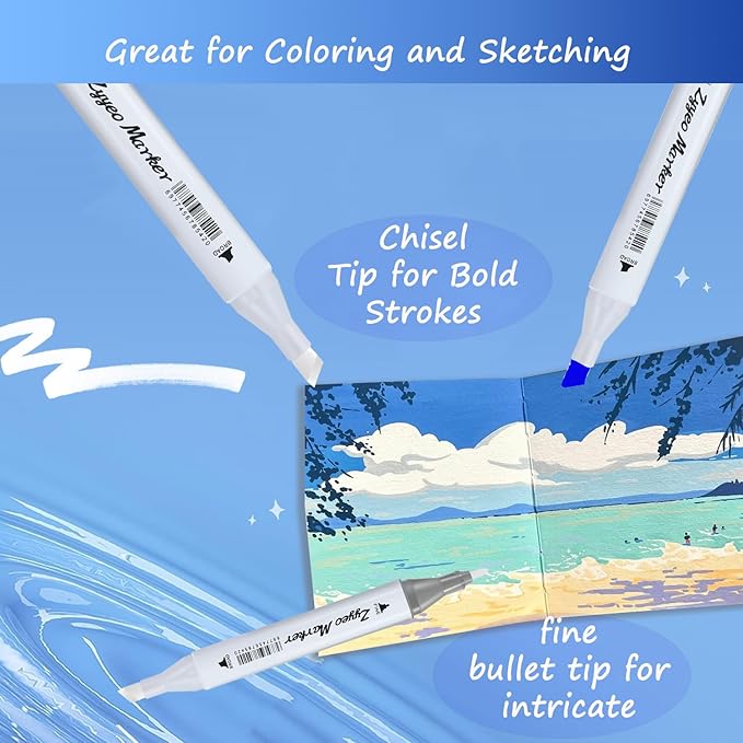 Alcohol Markers Pens,120 Colors Dual Tip Art Marker Pens for Adults,Artist,Kids, Wide Chisel and Fine Tip Equipped with Black Suitcase for Book Painting Card Making, Art Supplies.