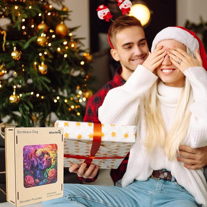 Wooden Jigsaw Puzzles 500 Pieces-Colored Dog,16.5x16.5in,Royal,Wooden Puzzles for Adults,Unique Shape Animal Adult Puzzles,Irregular Wood Puzzles Best Gift for Adults and Kids Family Game