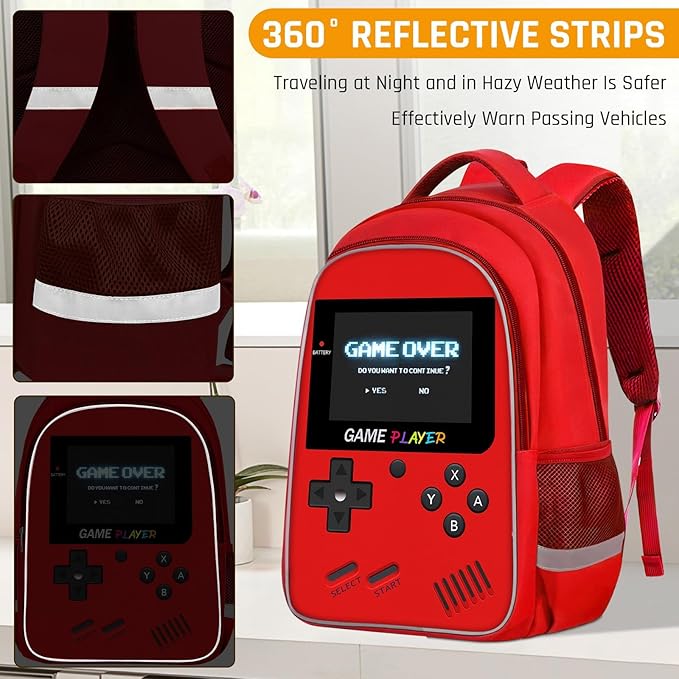 School Backpack For Boys - Gamer Boys Backpack For Kids Children Teens Elementary Middle School - Ages 6-18,17″