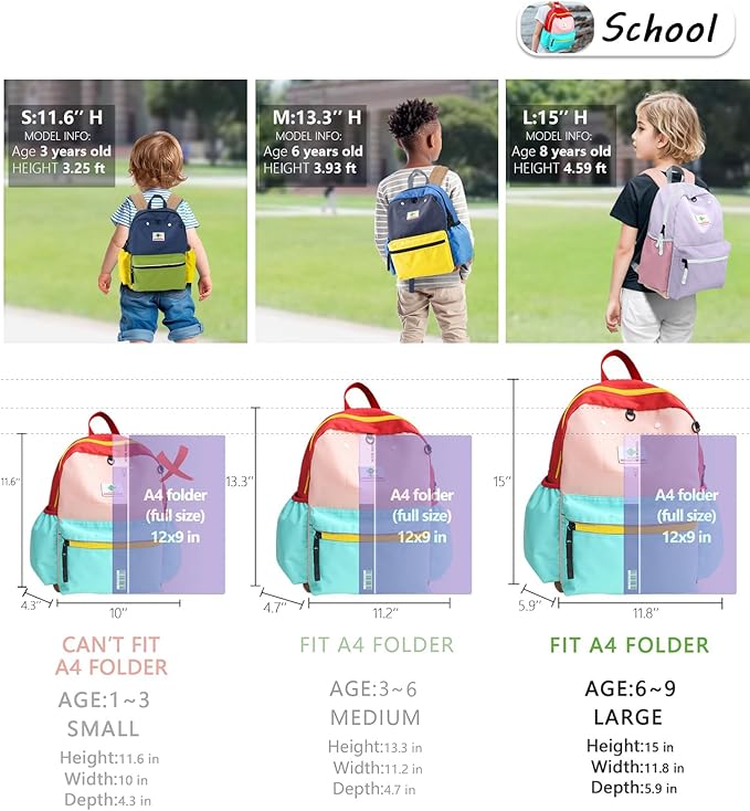 Kids' Backpacks for Girls & Boys - Kindergarten to Elementary School, Bookbag for School & Travel, Small Child Toddler Backpack, 15" H, Ages 6-9