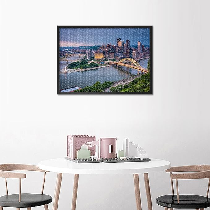 1000 Piece Puzzle for Adults Pittsburgh Cityscape - Jigsaw Puzzles 1000 Pieces, Hard Difficult Challenging Puzzle Pennsylvania Skyline Theme (27.5"x19.7"), Family Game Night Gift & Home Decor
