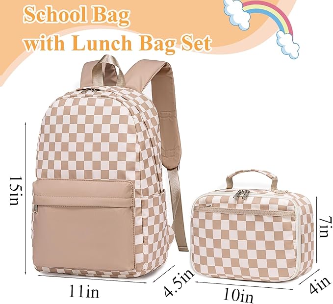 LEDAOU Kids School Backpack with Lunch Box for Girls Boys Kindergarten Elementary School Bookbag Preschool Toddler Backpack