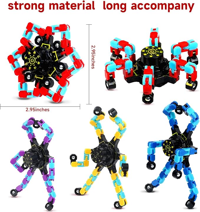 12/24/36/48/100 PCS Fidget Spinner for Kids Sensory Fideget Toys Transformable Fidget Spinner Fidget Robots for Easter Basket Stuffers Party Favours School Rewards Events Prizes (72PCS Glow)