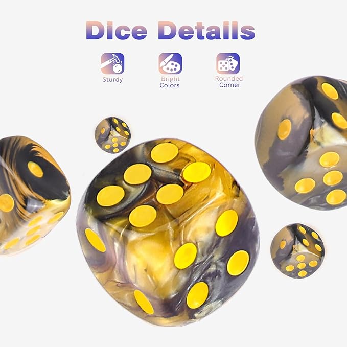 36 Pieces 12mm 6 Sided Mini Dice Set,Two Colours D6 Game Dice Set,6 Sided Standard Game Dice for Board Games Dice Games Classroom Teaching Dices Game,with Portable Gaming Box(Gold & Black)