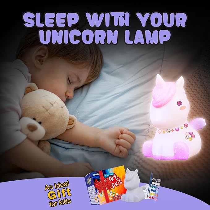 Paint Your Own Unicorn Lamp Kit, Art Supplies Arts and Crafts for Kids Ages 8-12,Girls 8-12,Night Light Kids Crafts Ages 4-8,Birthday Gifts.