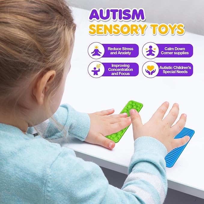 Sensory Fidget Toys Kids Adults: 8 Pack Textured Suction Toys for Autism Kids Calming - Sensory Stickers for Anxiety Relief Items - Fidget Strips for Classroom Desk - Travel Toys Road Trip Essential