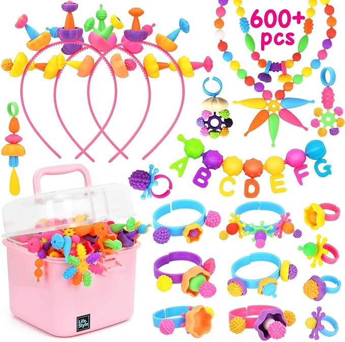 NIDOOT 550Pc+ Pop Beads Jewelry Making kit for Girls 4-6,Arts and Crafts for Kids Ages 4-8,Toys for 3 4 5 6 Years Old Girl Birthday Christmas Gifts Ideas, Bracelet Necklace Ring Snap Bead Set